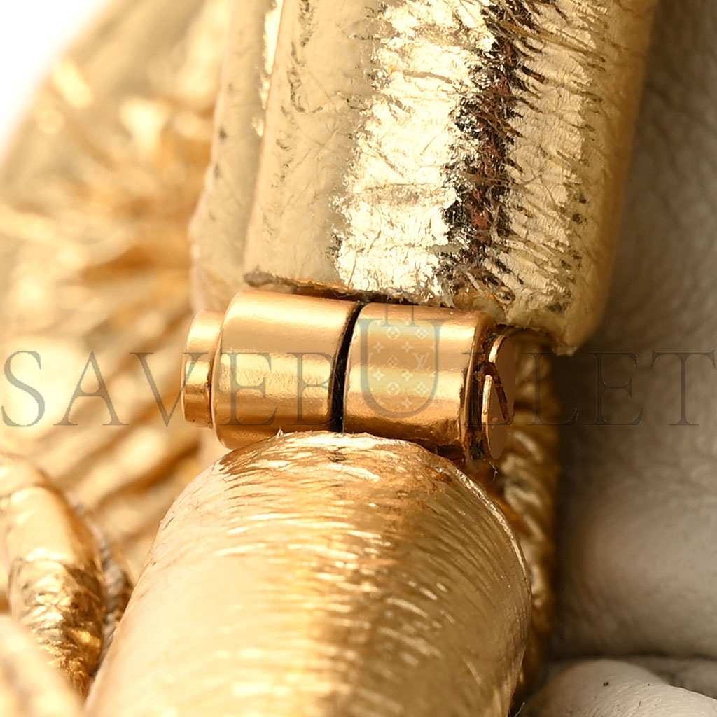 B0tt*ga Ven*ta METALLIC CRINKLED LAMBSKIN THE MINI POUCH ORO (22*12*6cm) Master Quality