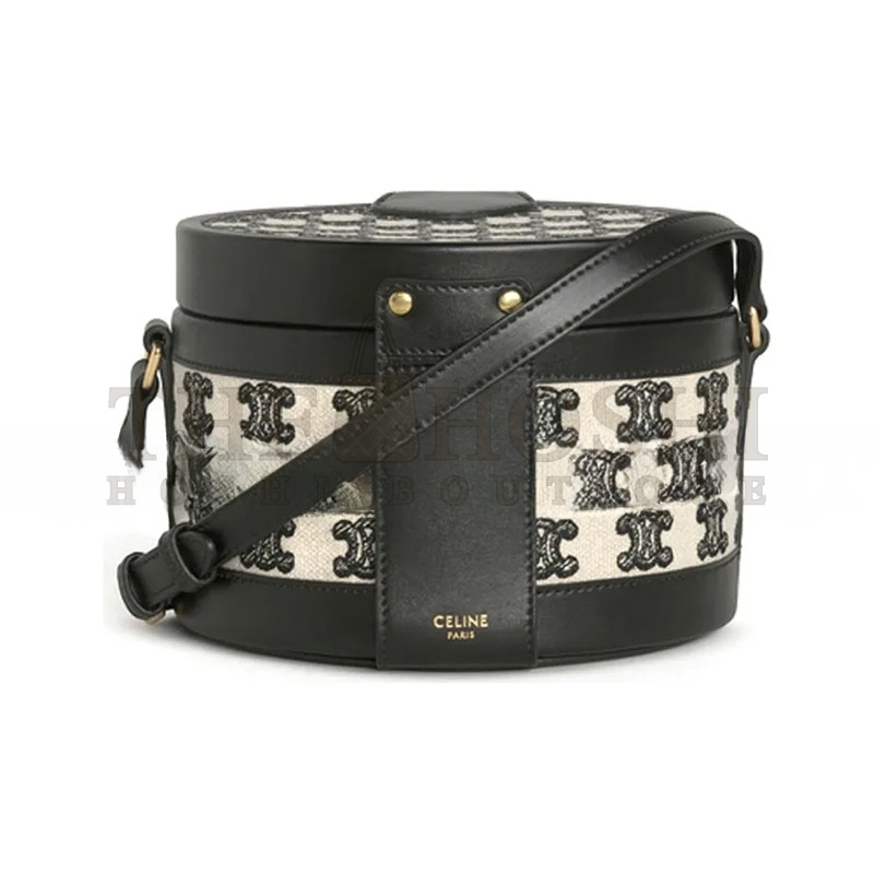 Ce1i*e SHOULDER BAG TAMBOUR TRIOMPHE IN FABRIC AND COW LEATHER 195192CS8.38NO (17*17*12cm) Master Quality