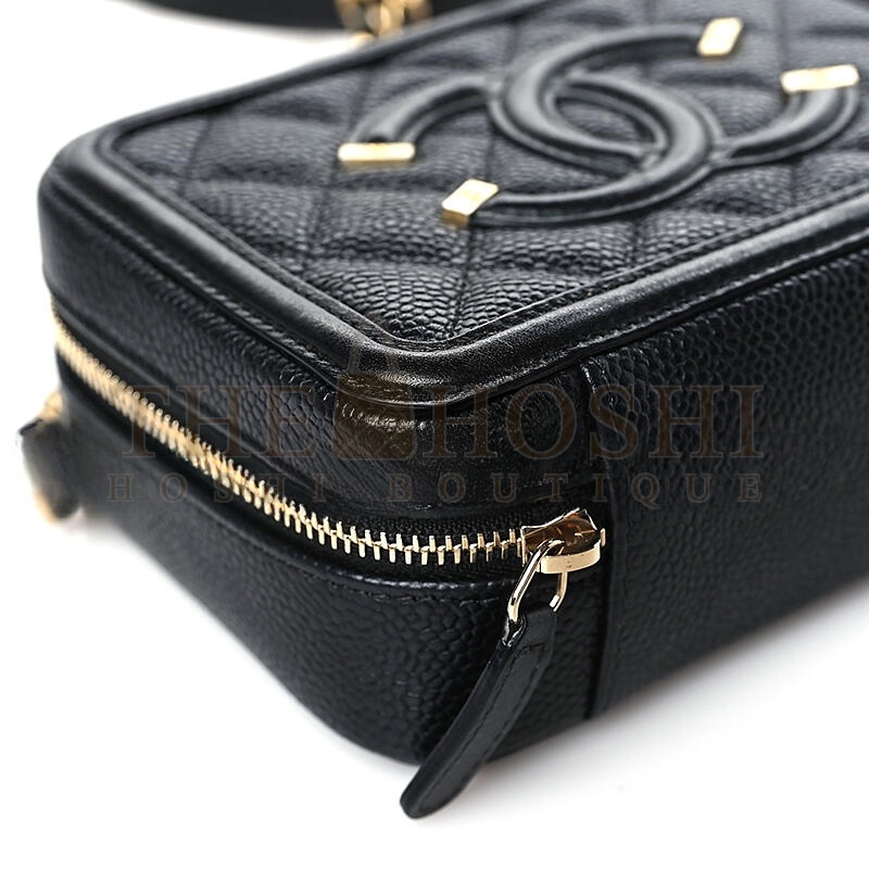 Ch**el CC FILIGREE VANITY CLUTCH WITH CHAIN BLACK A84452 (14*10*6cm) Master Quality