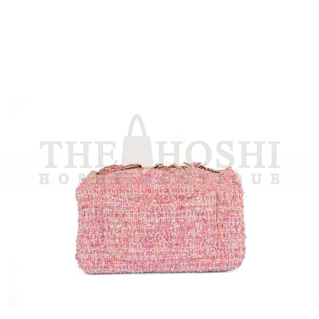 Ch**el TWEED QUILTED FLAP PINK GOLD HARDWARE (25.5*15.5*6.5cm) Master Quality
