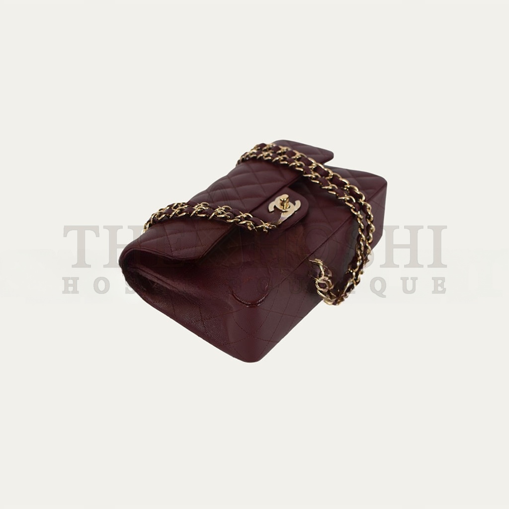 Ch**el MEDIUM FLAP BAG BURGUNDY (23*14.5*6cm) Master Quality