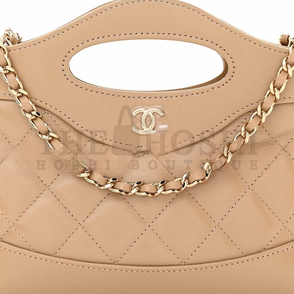 Ch**el SHINY CRUMPLED CALFSKIN QUILTED NANO 31 SHOPPING BAG BEIGE (20*17.5*3.5cm) Master Quality