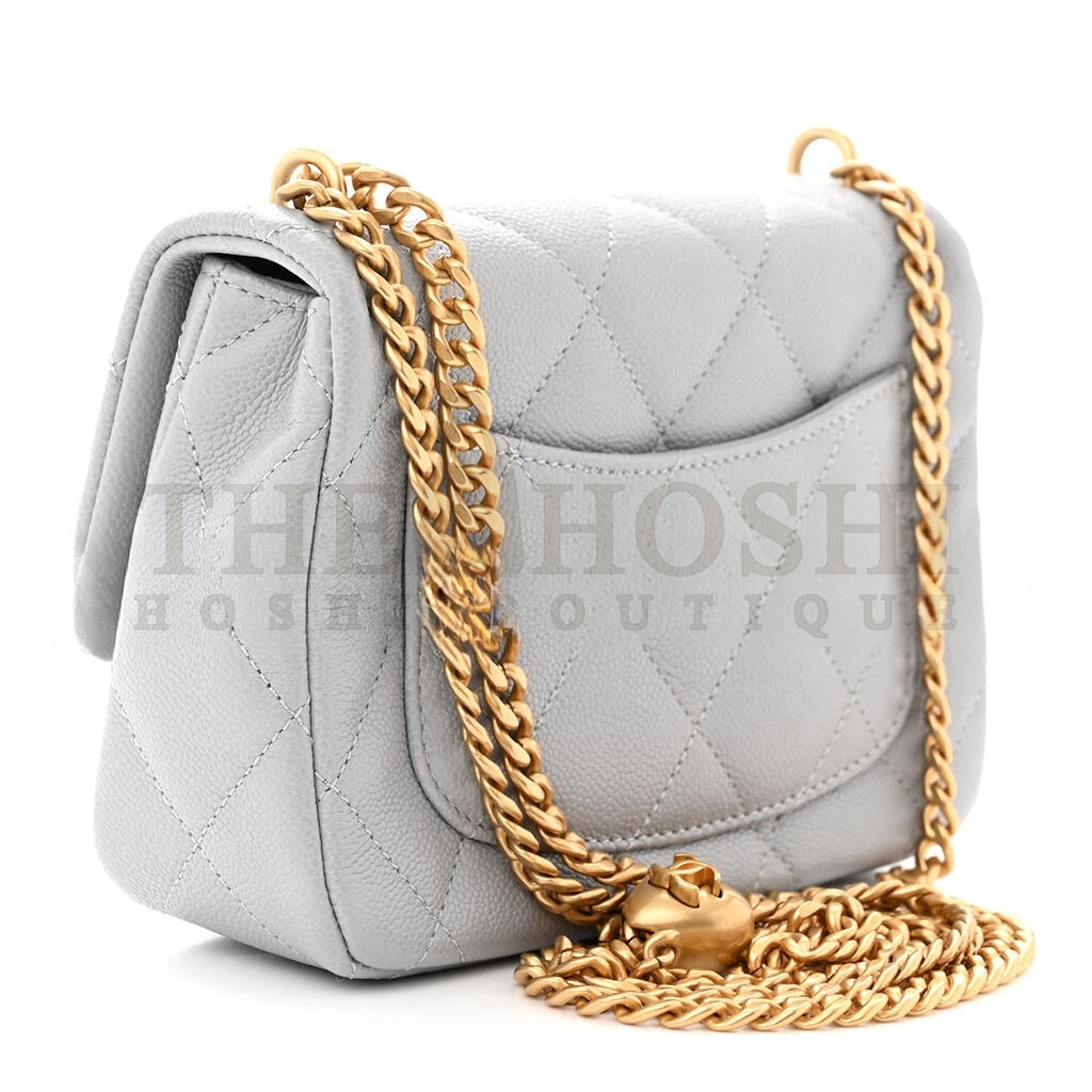 Ch**el CAVIAR QUILTED MINI SWEETHEART FLAP GREY (20*14*8cm) Master Quality