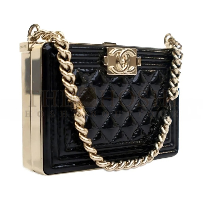 Ch**el PATENT BOY CLUTCH WITH CHAIN HANDBAG AP2870 B08500 94305 (11*7.5*2.5cm) Master Quality