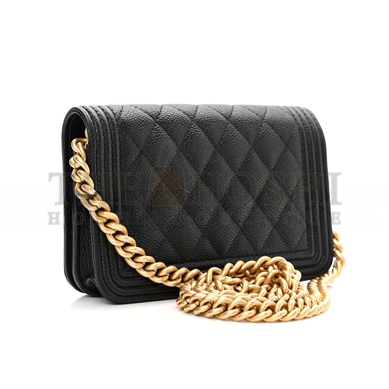 Ch**el CAVIAR QUILTED BOY CLUTCH WITH CHAIN BLACK AP2205 (15*10*3.5cm) Master Quality