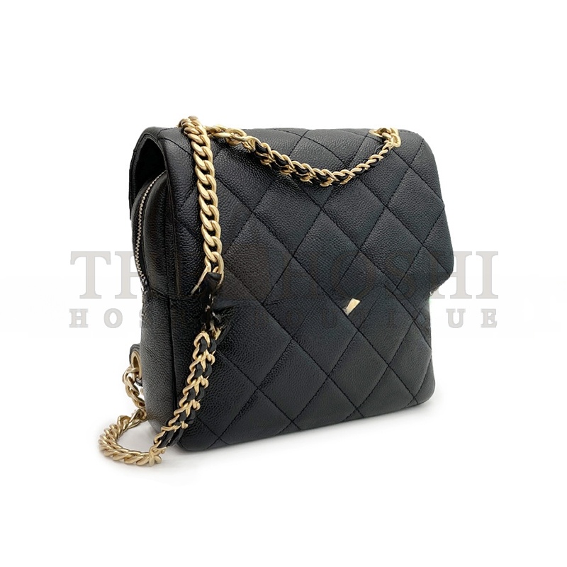 Ch**el SHINY CAVIAR QUILTED MELODY BACKPACK AS3108 (19*19*7cm) Master Quality