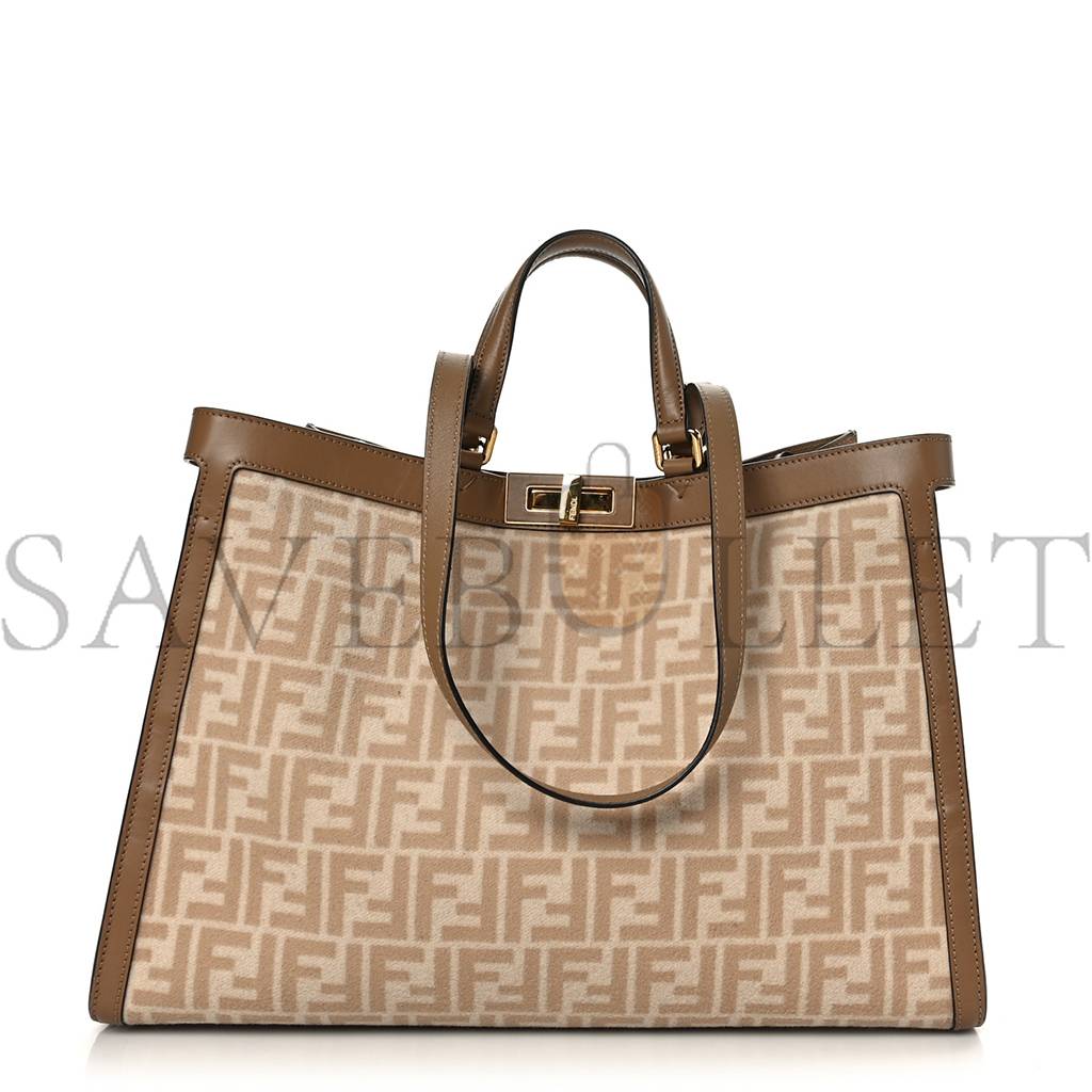 F**di WOOL VITELLO KING SETA FF 1974 MEDIUM PEEKABOO X-TOTE BEIGE CAMMELLO SAND (41*29*15cm) Master Quality
