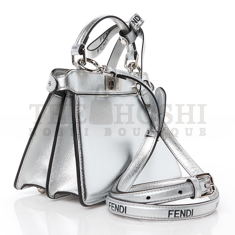 F**di X MARC JACOBS VITELLO CATALAN MIRROR PETITE PEEKABOO I SEE U SATCHEL ARGENTO (20*15*11cm) Master Quality