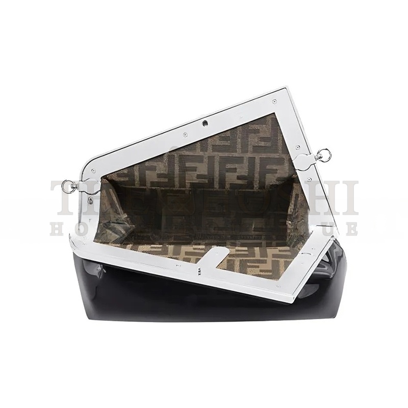 F**di FIRST MIDI OVERSIZED F METAL CLIP PATENT LEATHER SHOULDER CROSSBODY CLUTCH 8BP137ANSNF0GXN (32.5*23.5*15cm) Master Quality