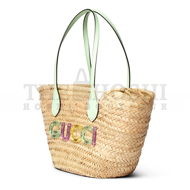 Gvc*1 SMALL STRAW TOTE WITH Gvc*1 LOGO 779524 (26*22.5*18cm) Master Quality