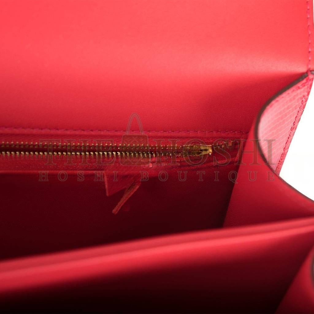 H**me5 MASTER CONSTANCE 24 ROUGE EXOTIQUE LIZARD NILOTICUS GOLD HARDWARE (24cm) Master Quality