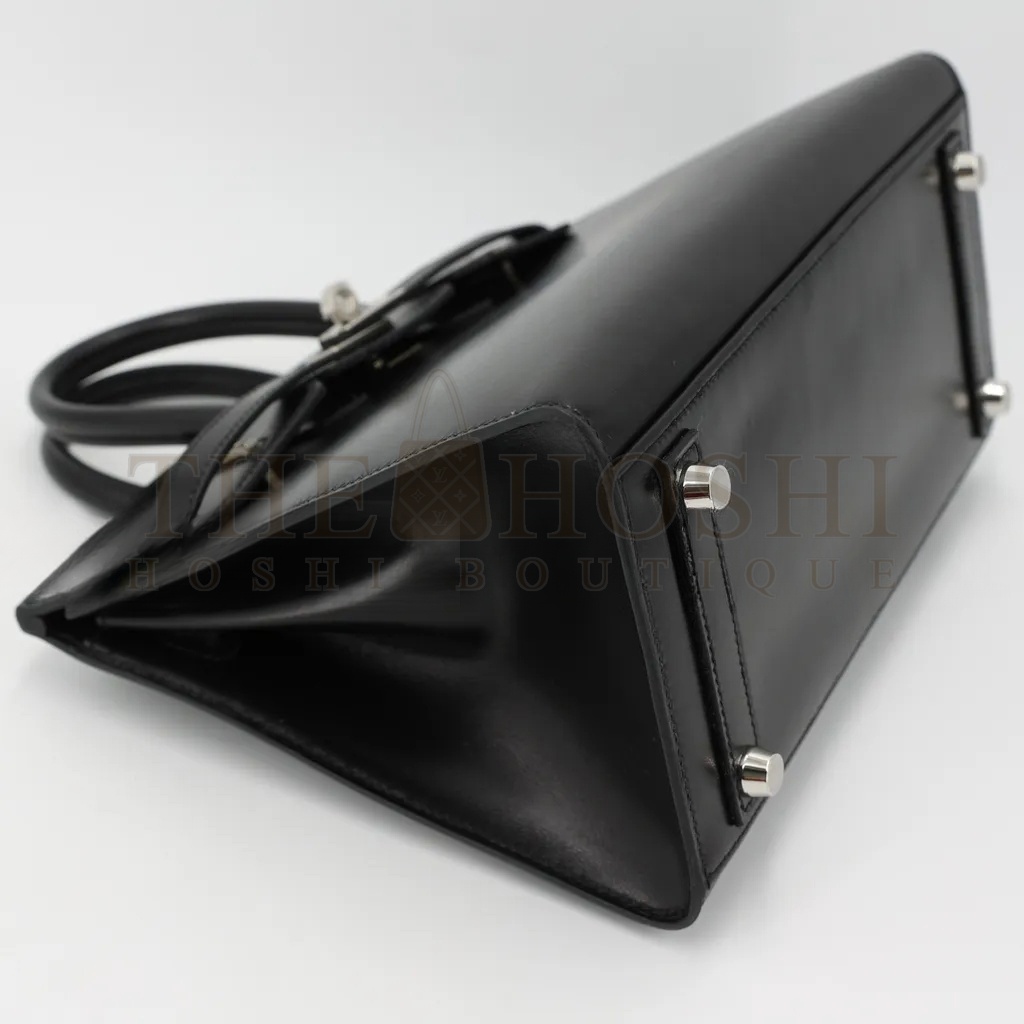 H**me5 BIRKIN 25 BOX LEATHER BLACK SILVER BUCKLE H029283CK86 (25*20*13cm) Master Quality