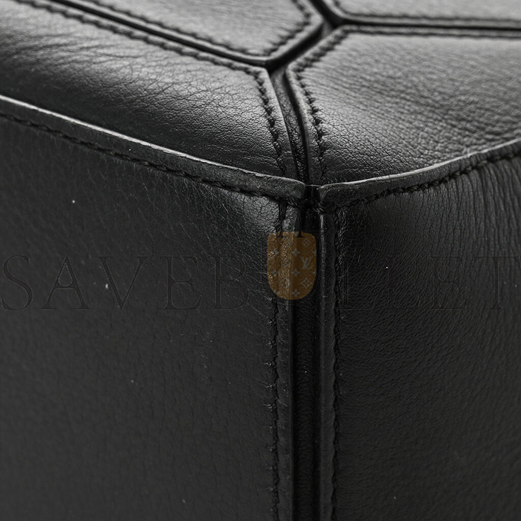 L0ew* CALFSKIN MEDIUM PUZZLE BAG BLACK (24*16.5*10.5cm) Master Quality