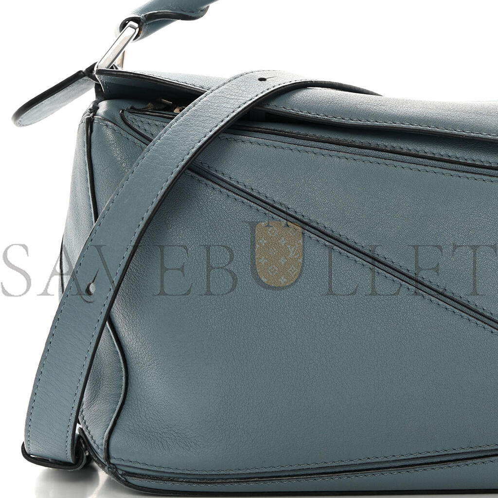 L0ew* CALFSKIN SMALL PUZZLE BAG STONE BLUE (24*16.5*10.5cm) Master Quality