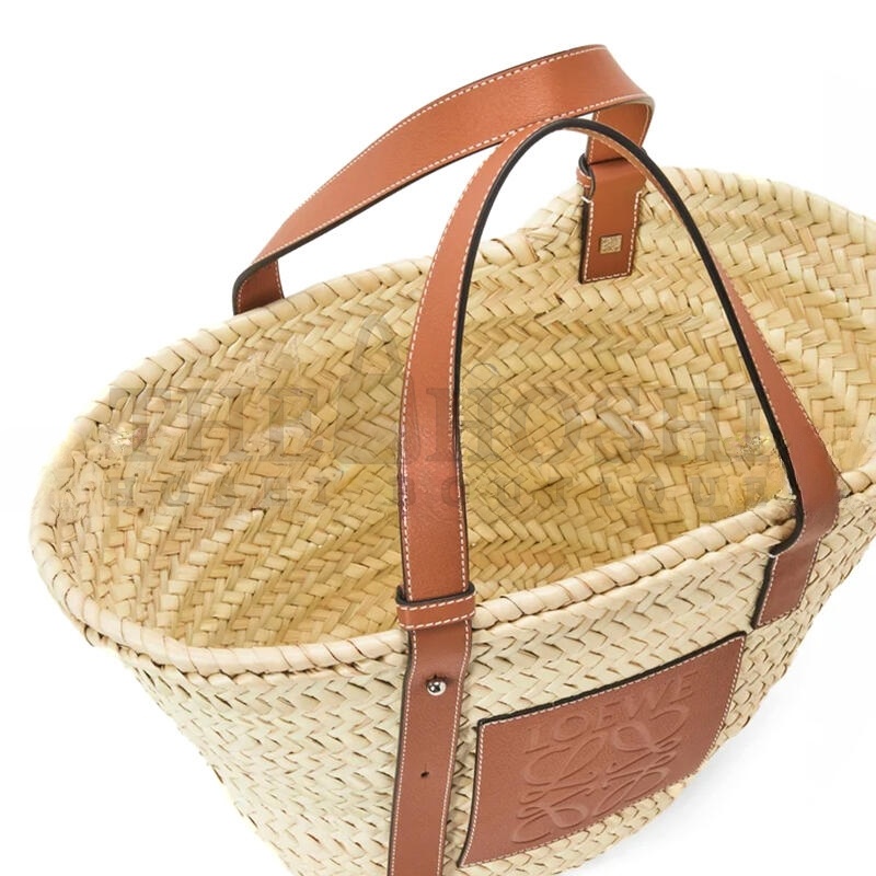 L0ew* BASKET IN PALM LEAF AND CALFSKIN A223S92XAX (40*36.5*16cm) Master Quality