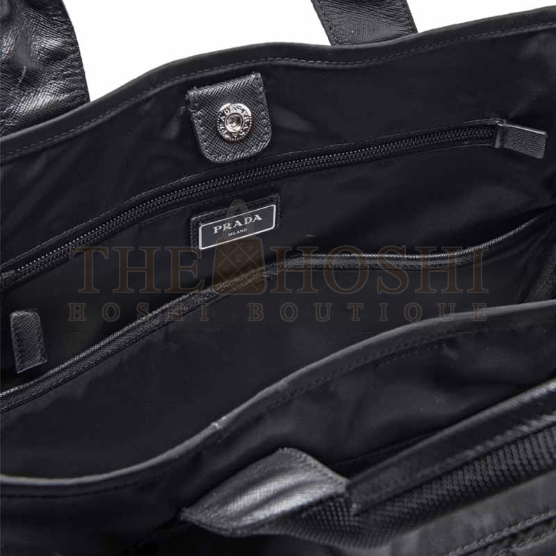 Pra*a BLACK NYLON 2WAY SHOULDER TOTE HANDBAG 1BG040 (38*33*15cm) Master Quality