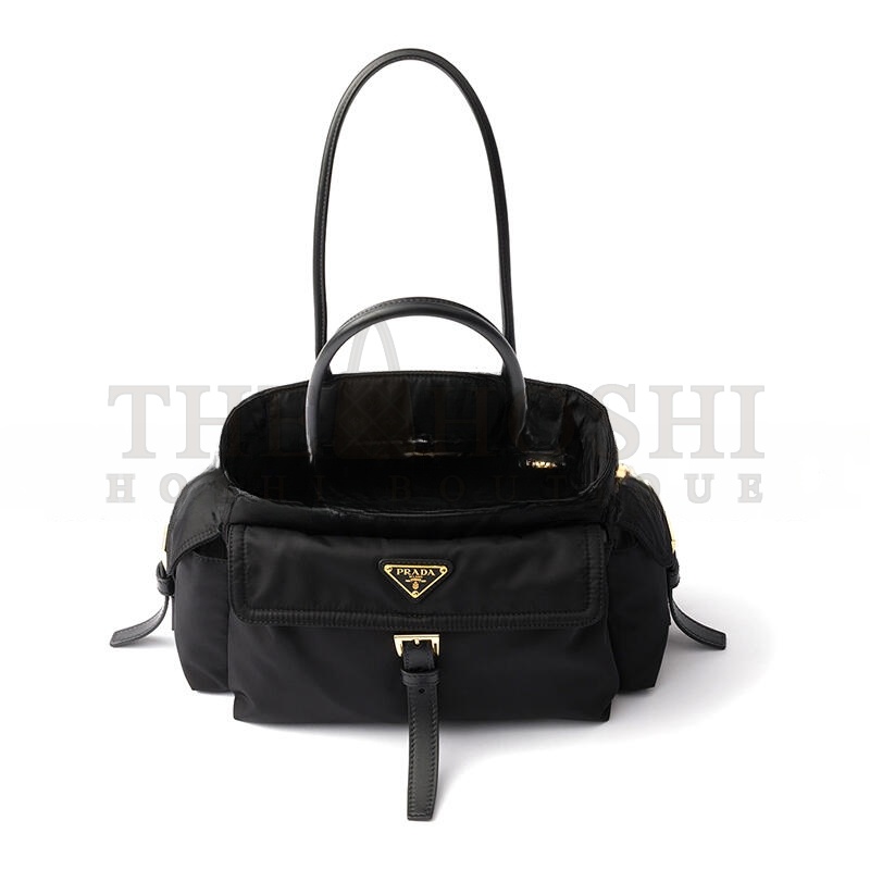 Pra*a EXPLORE MEDIUM RE-NYLON AND LEATHER TOTE BAG 1BG596 (31*17*11cm) Master Quality
