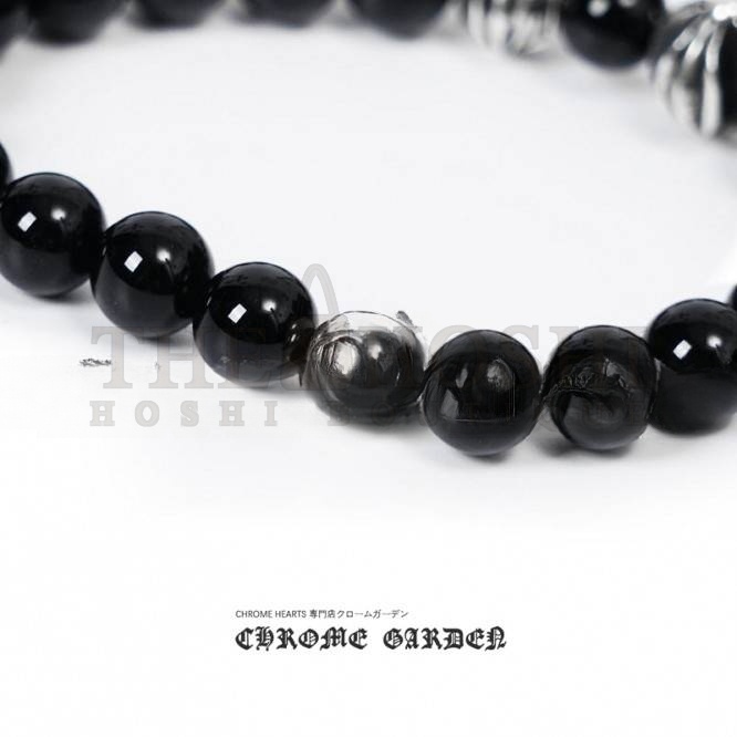 Ch*0me He**ts ONYX BEAD BRACELET 8MM (4 SILVER BEADS) Master Quality