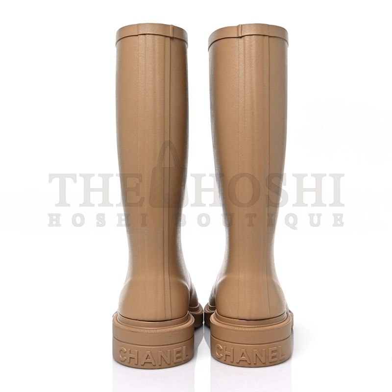 Ch**el CAOUTCHOUK CC HIGH BOOTS BEIGE Master Quality