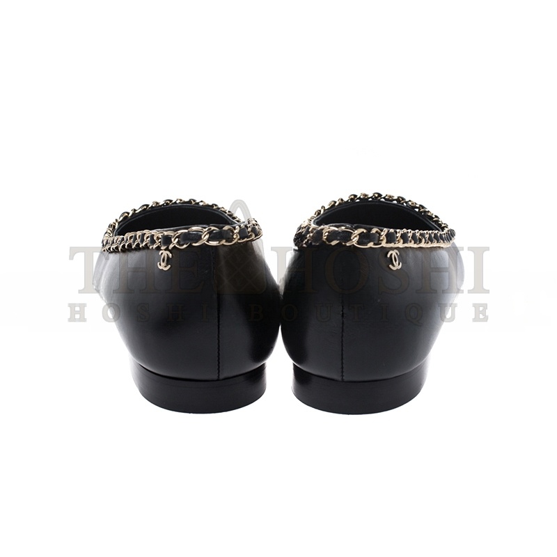 Ch**el FABRIC GROSGRAIN CHAIN CAP TOE FLATS 272269 Master Quality