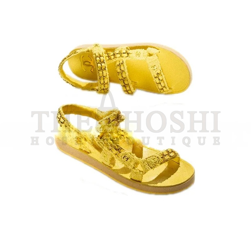 Ch**el SANDALS COTTON TWEED YELLOW G33800 X56550 0N550 Master Quality